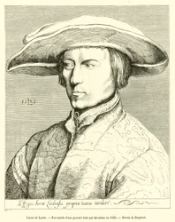 Lucas de Leyde, Faksimile eines von ihm selbst angefertigten Stichs im Jahr 1525